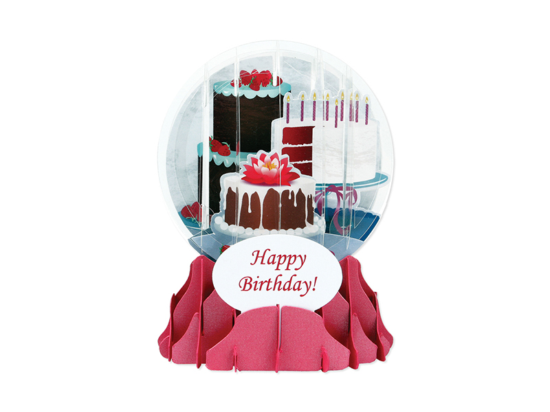 UP-WP-EG-046 BIRTHDAY MONKEYS 3D Pop Up Snow Globe Greetings Birthday Card 