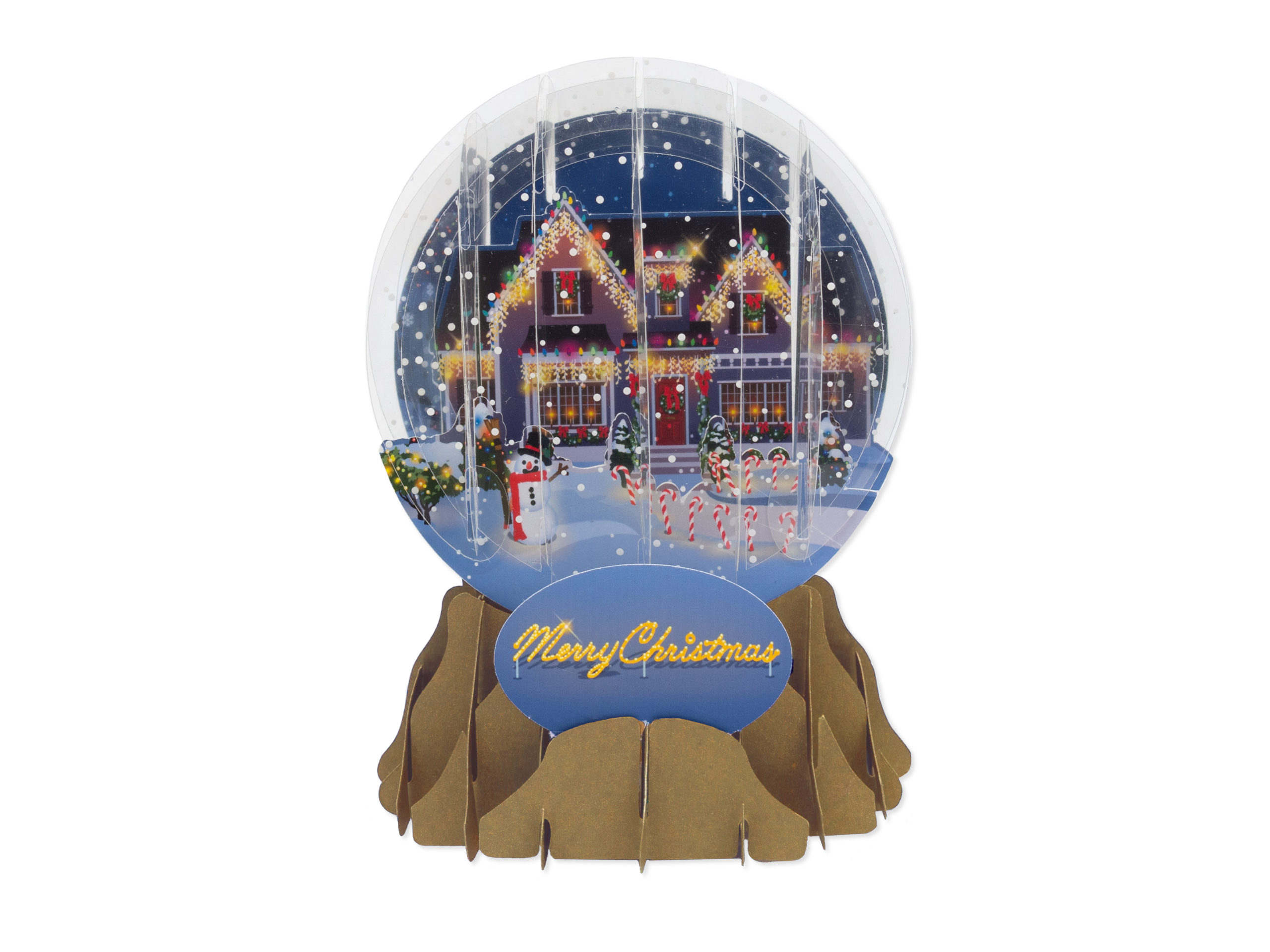 Details about   4 Pop Up Snow Globe Christmas Cards Elegant White Tree & Deer 3D Up With Paper 